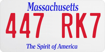 MA license plate 447RK7
