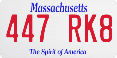 MA license plate 447RK8