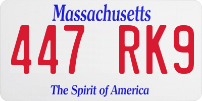 MA license plate 447RK9