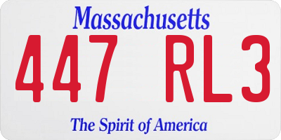 MA license plate 447RL3