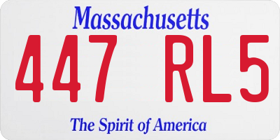 MA license plate 447RL5