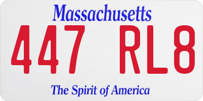 MA license plate 447RL8