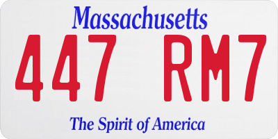 MA license plate 447RM7