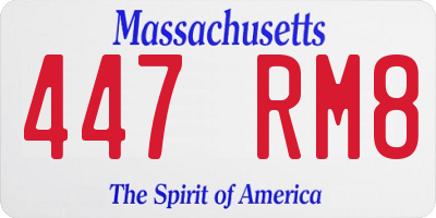 MA license plate 447RM8