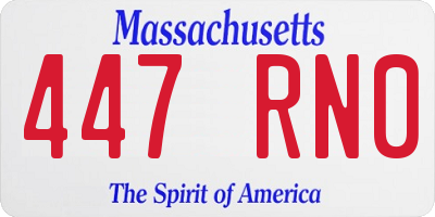 MA license plate 447RN0