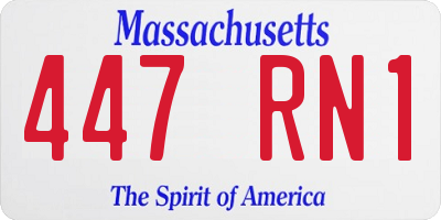 MA license plate 447RN1