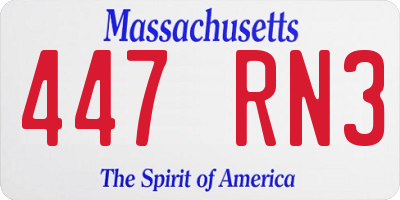 MA license plate 447RN3