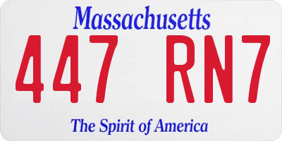 MA license plate 447RN7