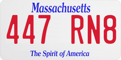 MA license plate 447RN8