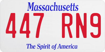 MA license plate 447RN9