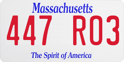 MA license plate 447RO3