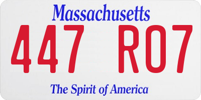 MA license plate 447RO7
