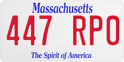 MA license plate 447RP0