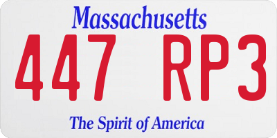 MA license plate 447RP3