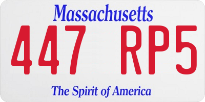MA license plate 447RP5