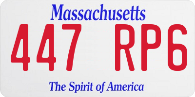 MA license plate 447RP6
