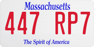 MA license plate 447RP7