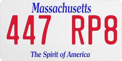 MA license plate 447RP8