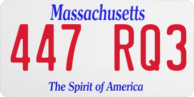 MA license plate 447RQ3