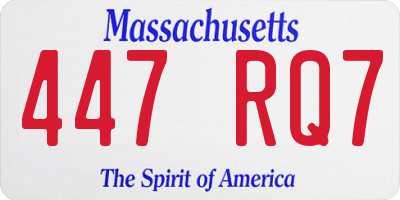 MA license plate 447RQ7