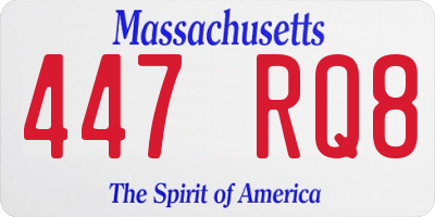 MA license plate 447RQ8