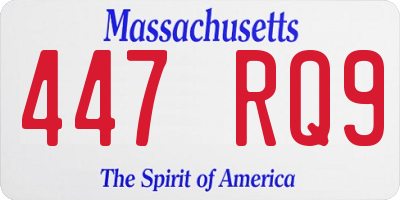 MA license plate 447RQ9