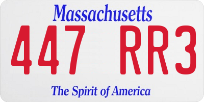 MA license plate 447RR3