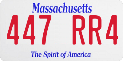 MA license plate 447RR4