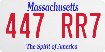 MA license plate 447RR7