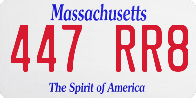 MA license plate 447RR8