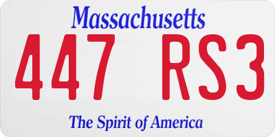 MA license plate 447RS3