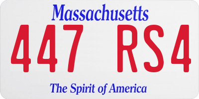 MA license plate 447RS4