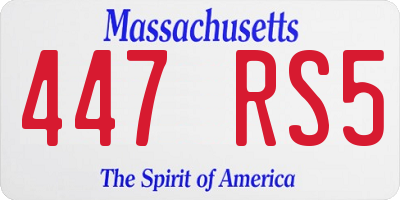 MA license plate 447RS5