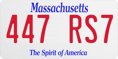MA license plate 447RS7