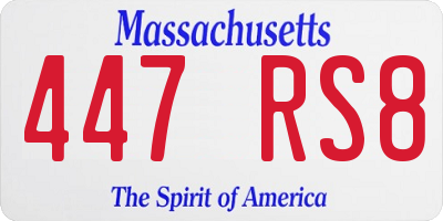 MA license plate 447RS8