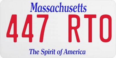 MA license plate 447RT0