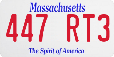 MA license plate 447RT3