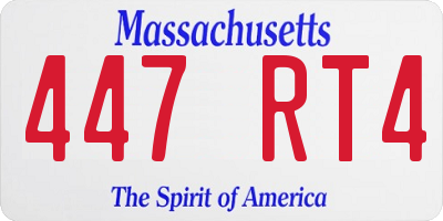 MA license plate 447RT4