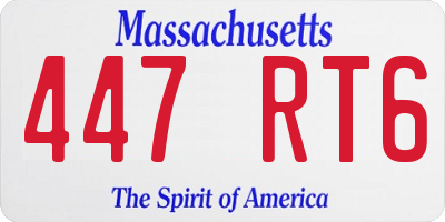 MA license plate 447RT6