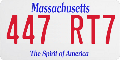 MA license plate 447RT7