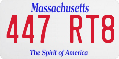 MA license plate 447RT8