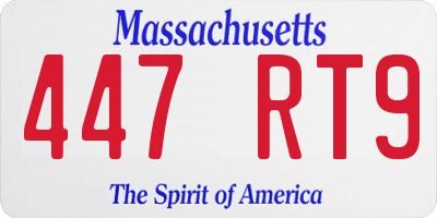 MA license plate 447RT9