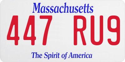 MA license plate 447RU9