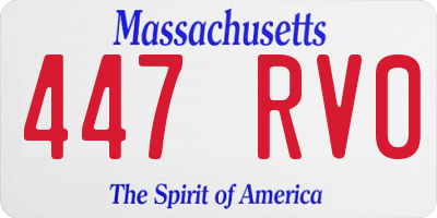 MA license plate 447RV0