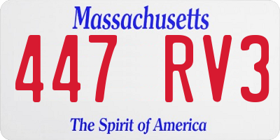 MA license plate 447RV3