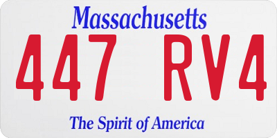 MA license plate 447RV4