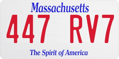 MA license plate 447RV7