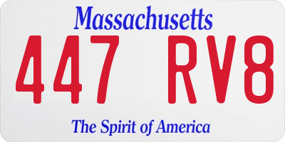 MA license plate 447RV8