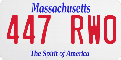 MA license plate 447RW0
