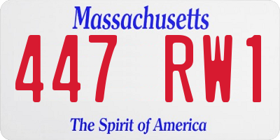 MA license plate 447RW1